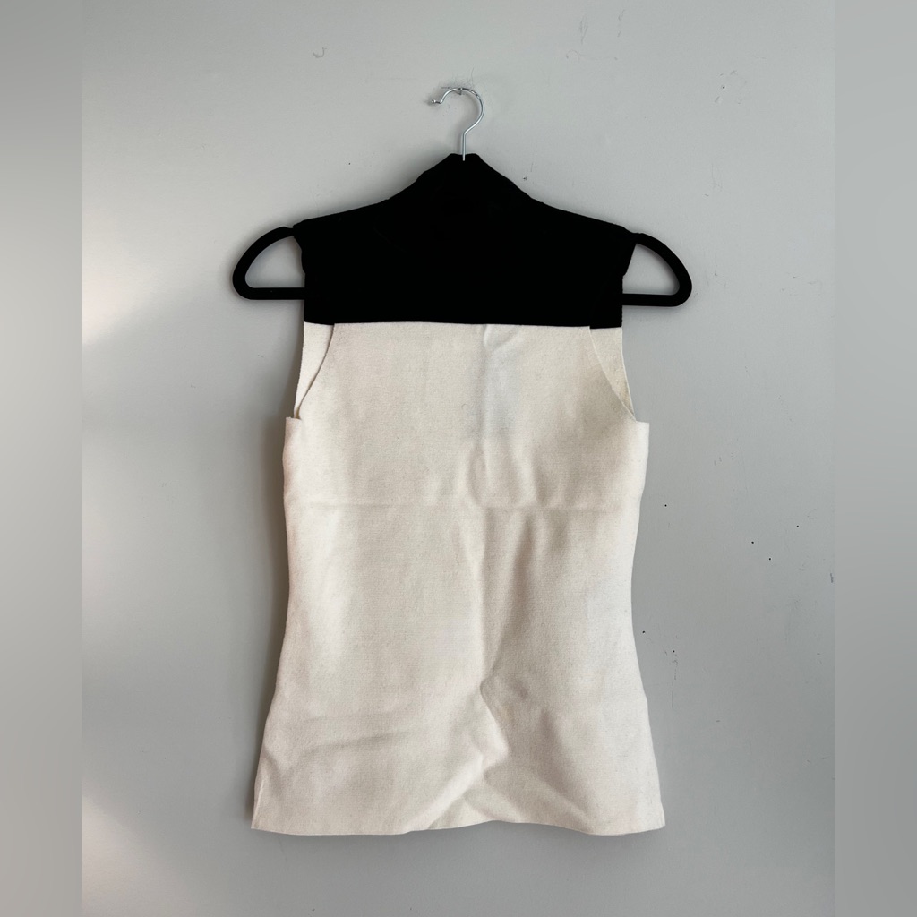 Narciso Rodriguez Sleeveless Black And Ivory Sweater Size S